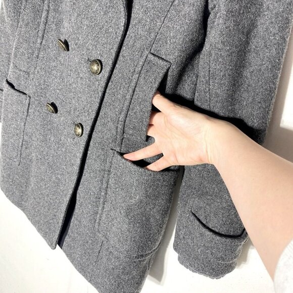 Aritzia Community Grey Re Processed Wool Pea Coat S - Picture 9 of 14